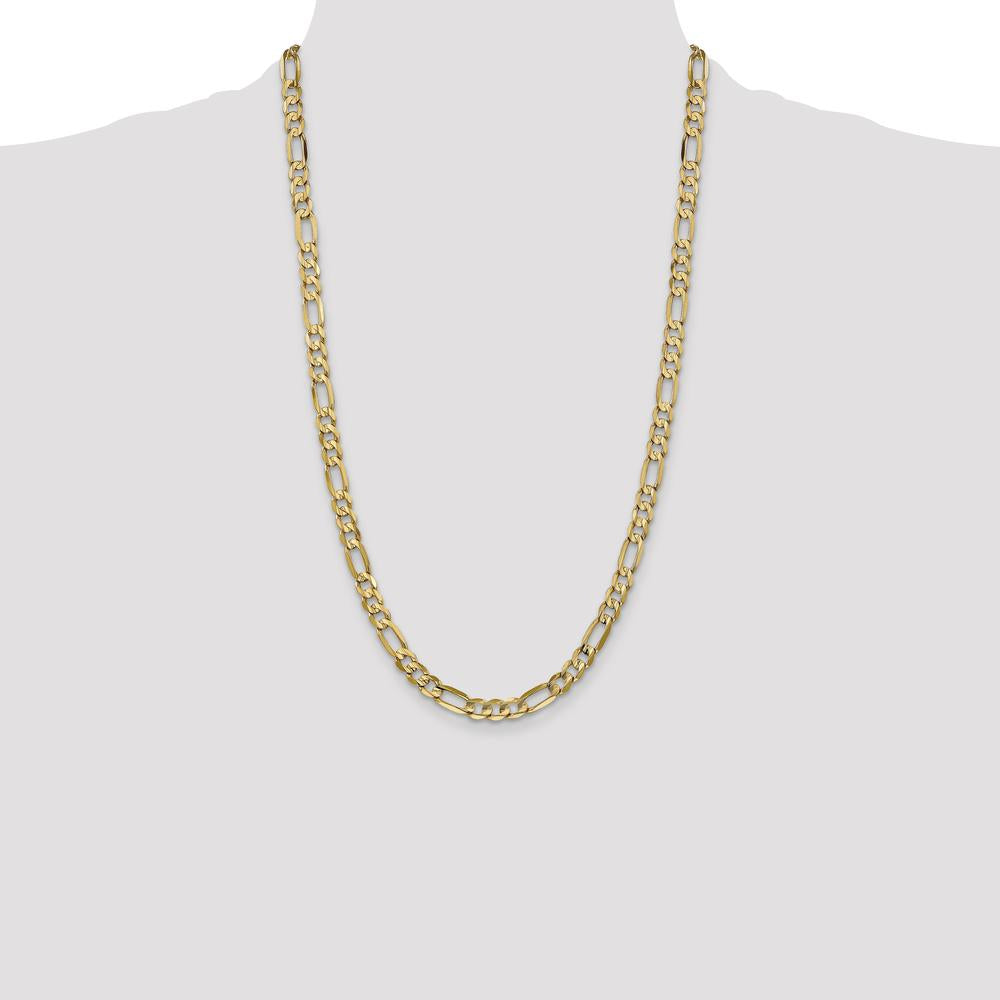 14K Yellow Gold 26" 6mm Concave Open Figaro Chain Necklace with Lobster Clasp by Oro Pregiato