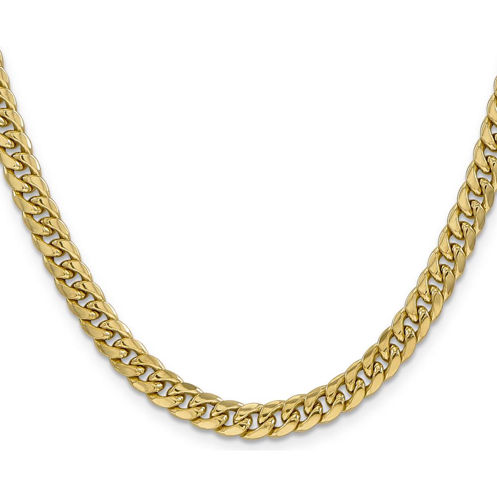 14K Yellow Gold 26" 6mm Semi-Solid Miami Cuban Chain Necklace with Lobster Clasp by Oro Pregiato