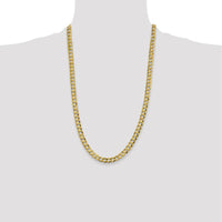 14K Yellow Gold 26" 7.2mm Lightweight Flat Cuban Chain with Lobster Clasp by Oro Pregiato