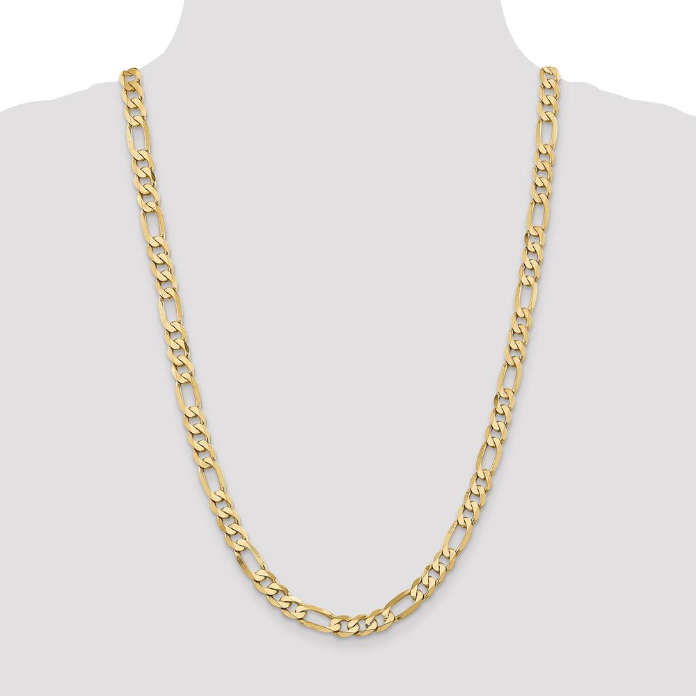 14K Yellow Gold 26" 7.5mm Flat Figaro Chain Necklace with Lobster Clasp by Oro Pregiato