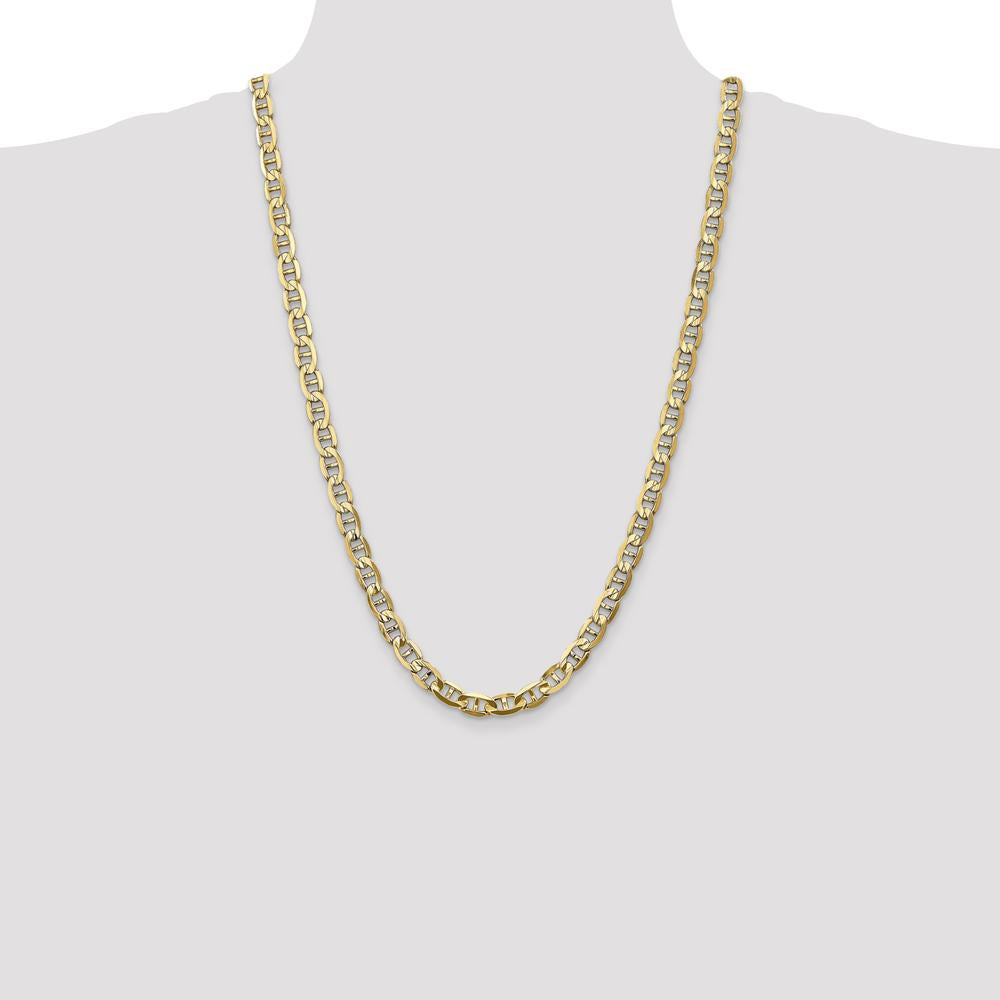 14K Yellow Gold 26" 7mm Concave Anchor Chain with Lobster Clasp by Oro Pregiato