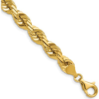 14K Yellow Gold 26" 7mm Diamond-Cut Rope Chain with Fancy Lobster Clasp