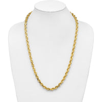 14K Yellow Gold 26" 7mm Diamond-Cut Rope Chain with Fancy Lobster Clasp