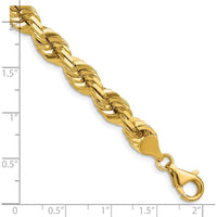 14K Yellow Gold 26" 7mm Diamond-Cut Rope Chain with Fancy Lobster Clasp