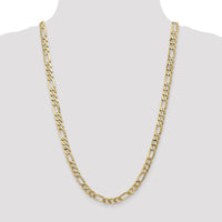 14K Yellow Gold 26" 7mm Flat Figaro Chain with Lobster Clasp by Oro Pregiato