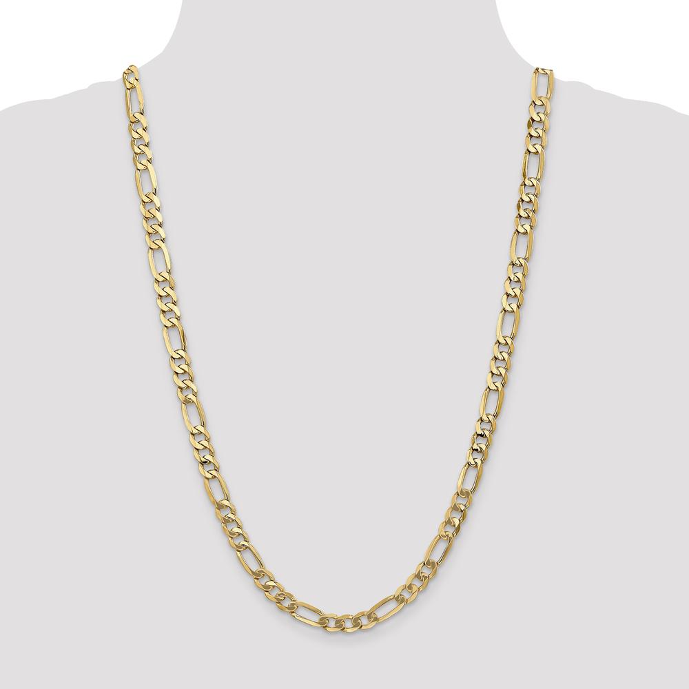 14K Yellow Gold 26" 7mm Flat Figaro Chain with Lobster Clasp by Oro Pregiato