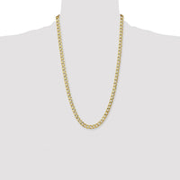 14K Yellow Gold 26" 7mm Semi-Solid Curb Chain with Lobster Clasp by Oro Pregiato