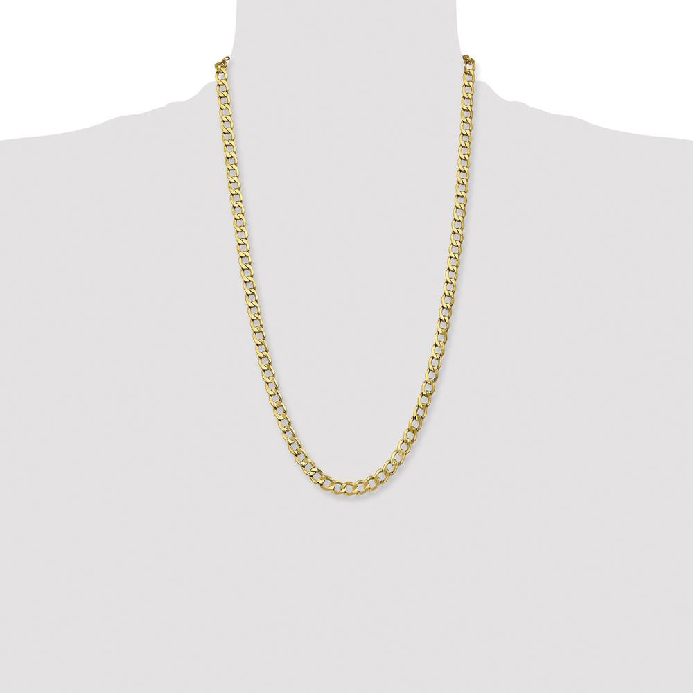 14K Yellow Gold 26" 7mm Semi-Solid Curb Chain with Lobster Clasp by Oro Pregiato