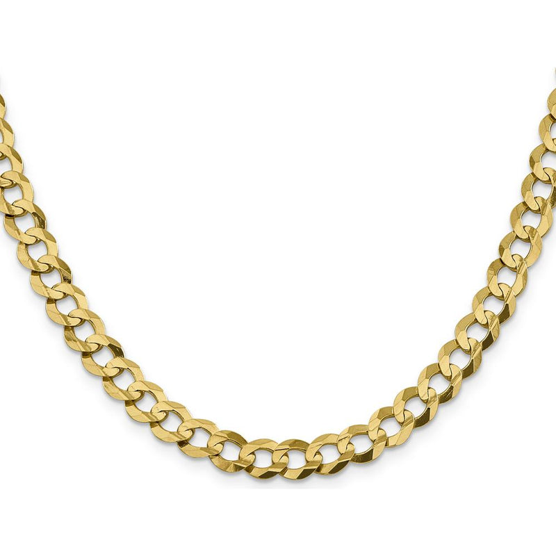 14K Yellow Gold 26" 8.3mm Flat Cuban Chain Necklace with Lobster Clasp by Oro Pregiato
