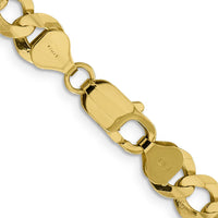 14K Yellow Gold 26" 8.3mm Flat Cuban Chain Necklace with Lobster Clasp by Oro Pregiato