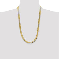 14K Yellow Gold 26" 8.3mm Flat Cuban Chain Necklace with Lobster Clasp by Oro Pregiato
