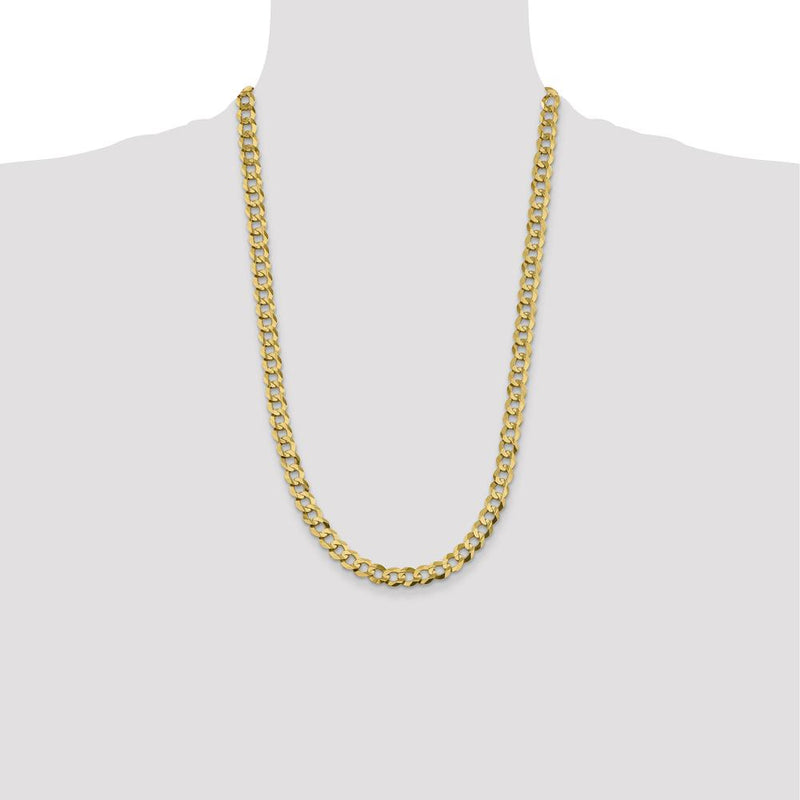 14K Yellow Gold 26" 8.3mm Flat Cuban Chain Necklace with Lobster Clasp by Oro Pregiato