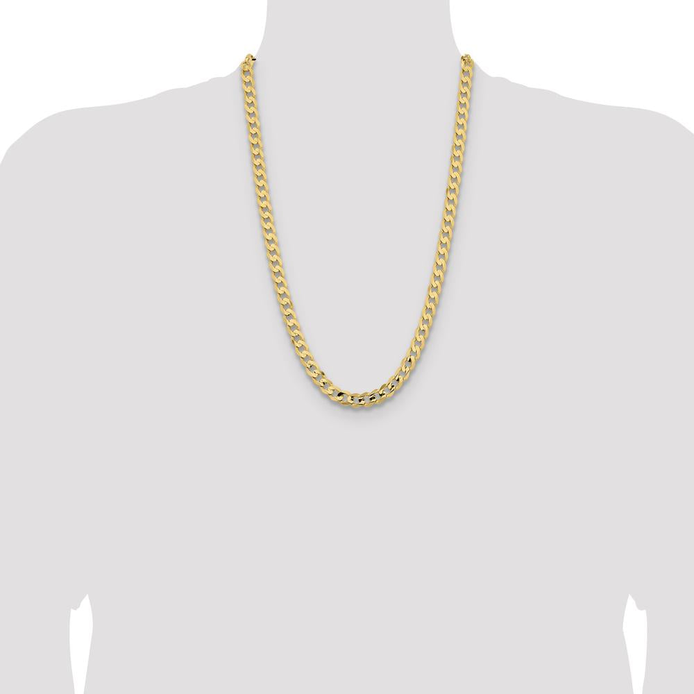 14K Yellow Gold 26" 8.5mm Open Concave Curb Chain with Lobster Clasp by Oro Pregiato