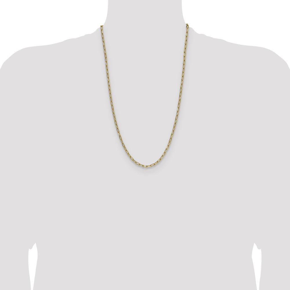 14K Yellow Gold 26" Beveled Paperclip Chain Necklace - 3.7mm Width by Oro Pregiato