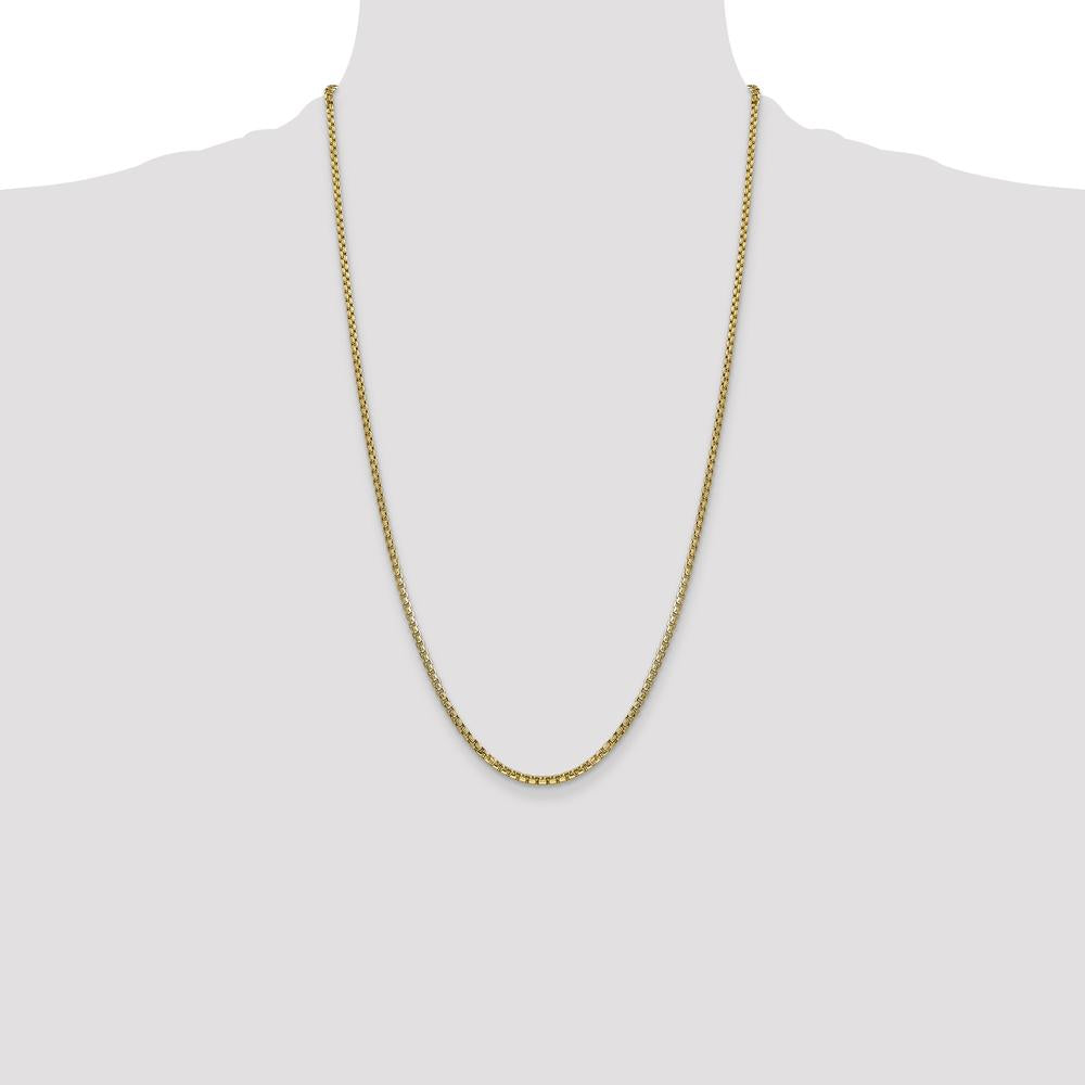 14K Yellow Gold 26" Box Chain Necklace with Lobster Clasp - 2.45mm Width by IBGoodman