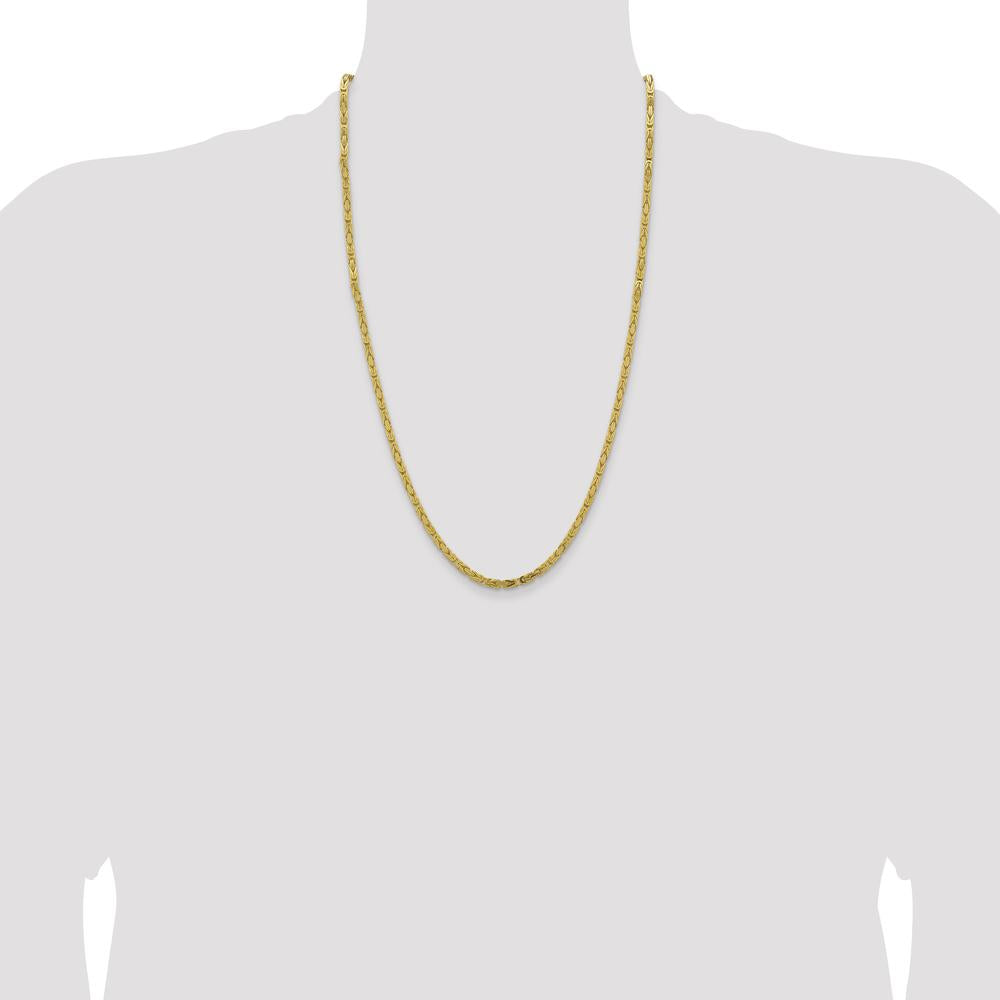 14K Yellow Gold 26" Byzantine Chain Necklace - 3.25mm Width by Oro Pregiato