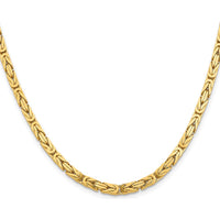 14K Yellow Gold 26" Byzantine Chain Necklace - 4mm Width by Oro Pregiato