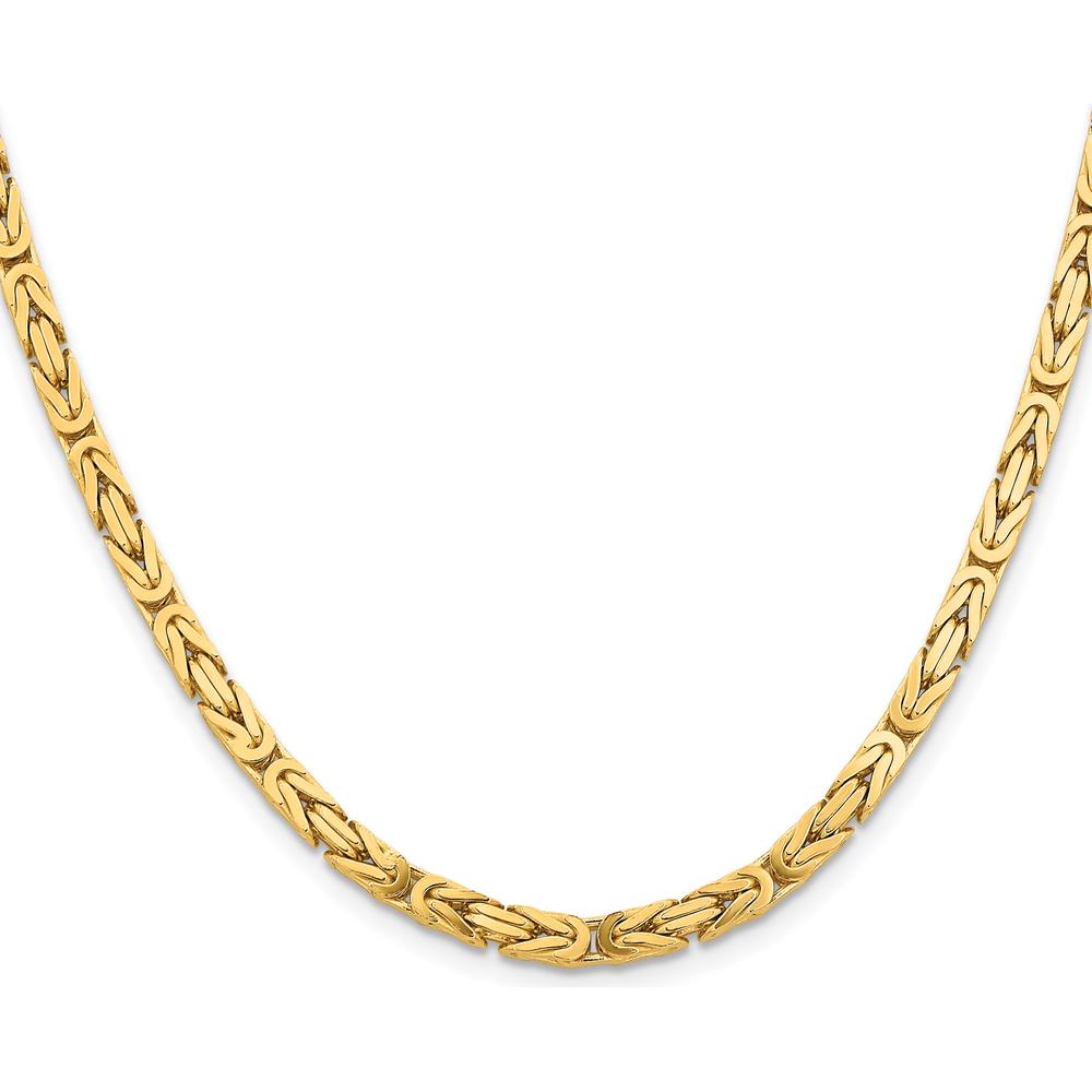 14K Yellow Gold 26" Byzantine Chain Necklace - 4mm Width by Oro Pregiato