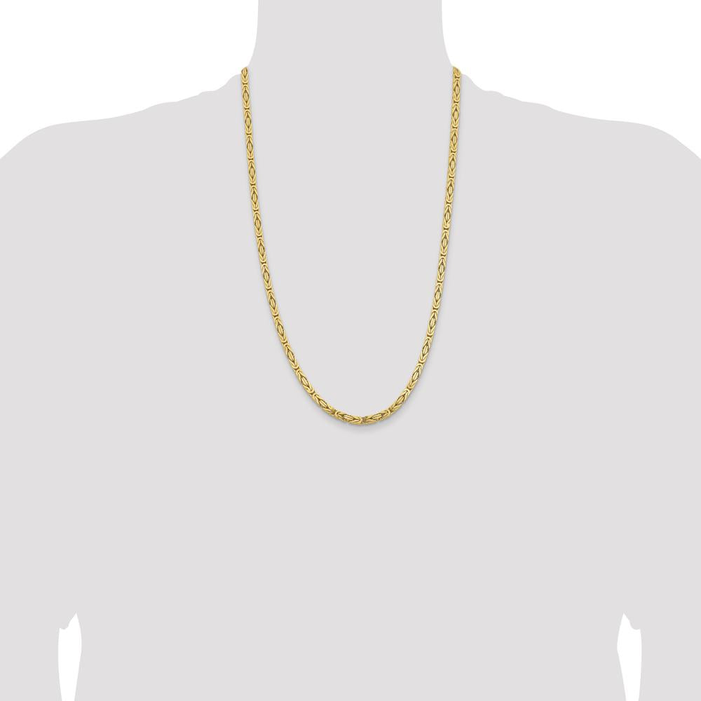 14K Yellow Gold 26" Byzantine Chain Necklace - 4mm Width by Oro Pregiato