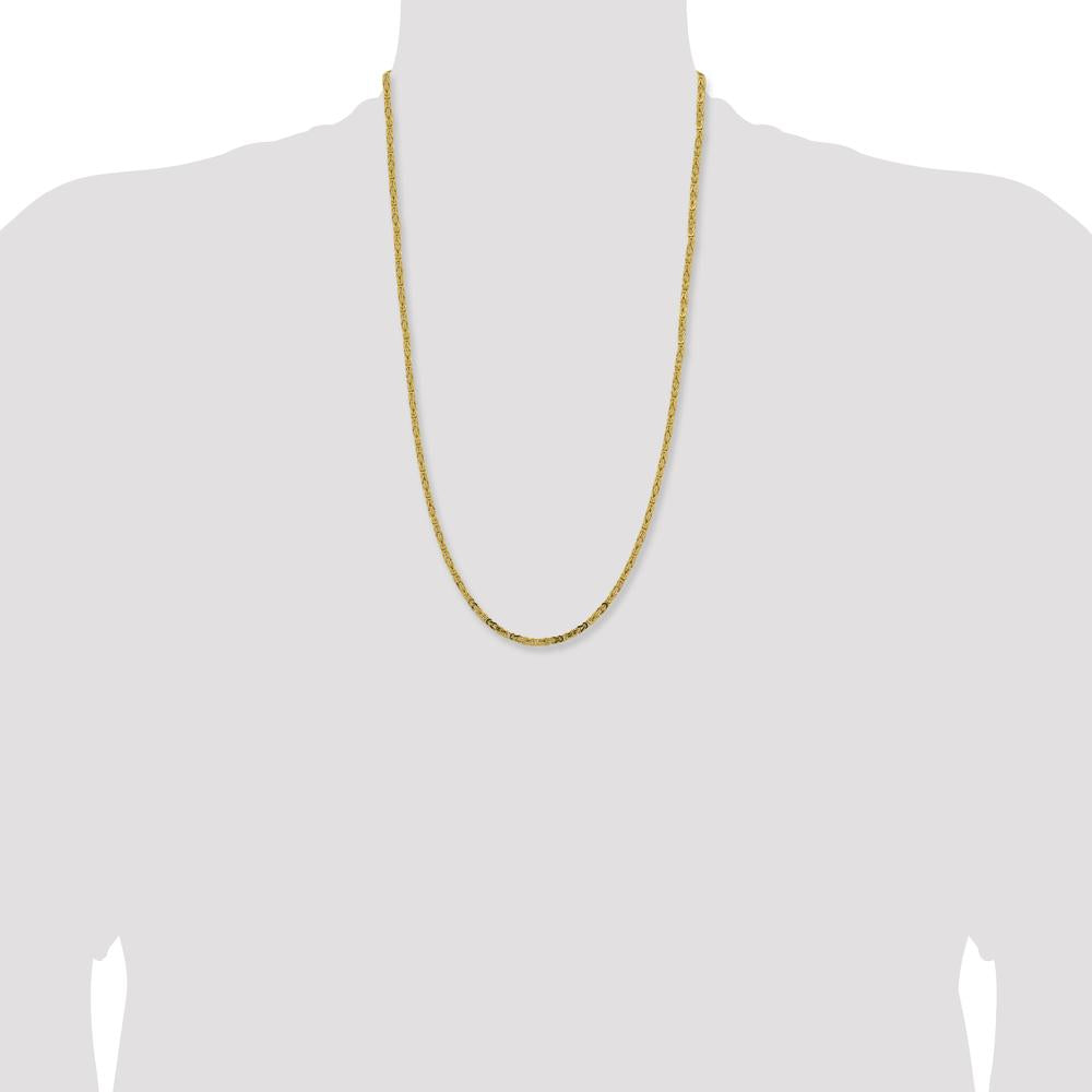 14K Yellow Gold 26" Byzantine Chain Necklace with Lobster Clasp by Oro Pregiato