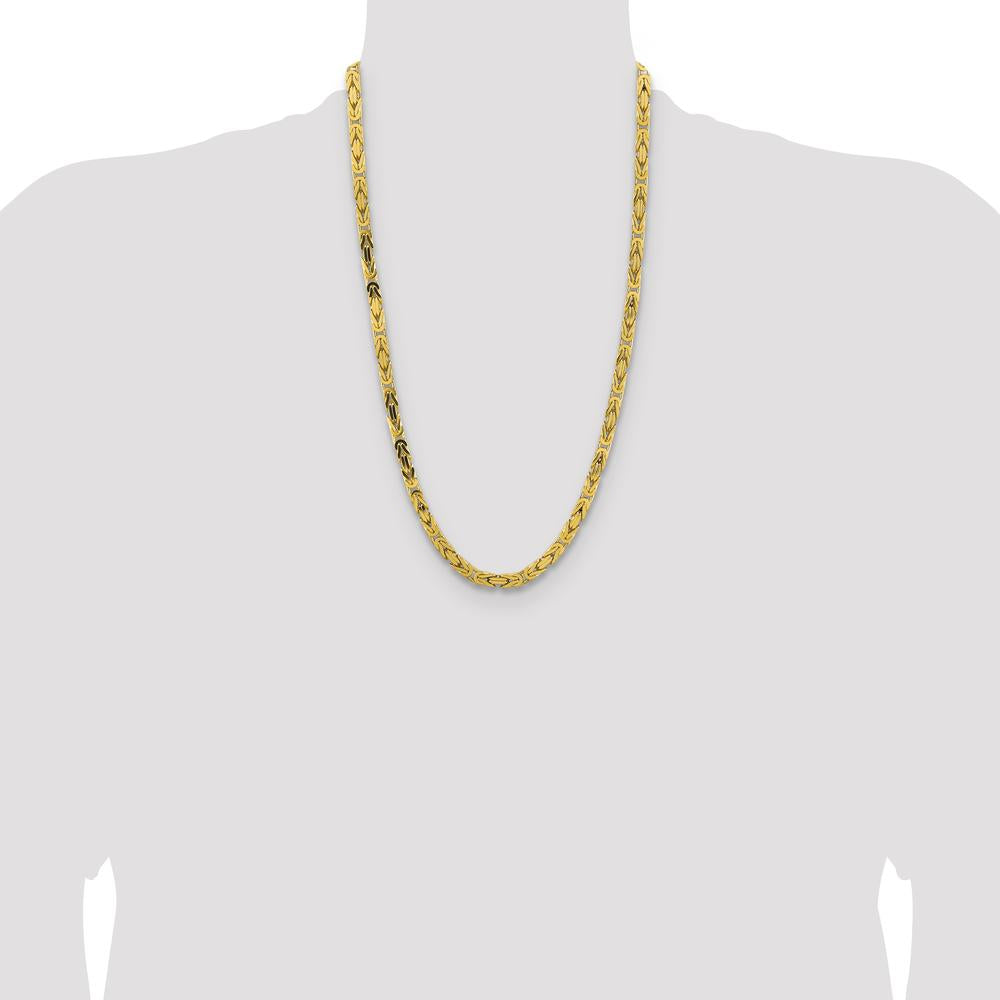14K Yellow Gold 26" Byzantine Chain Necklace with Lobster Clasp by Oro Pregiato