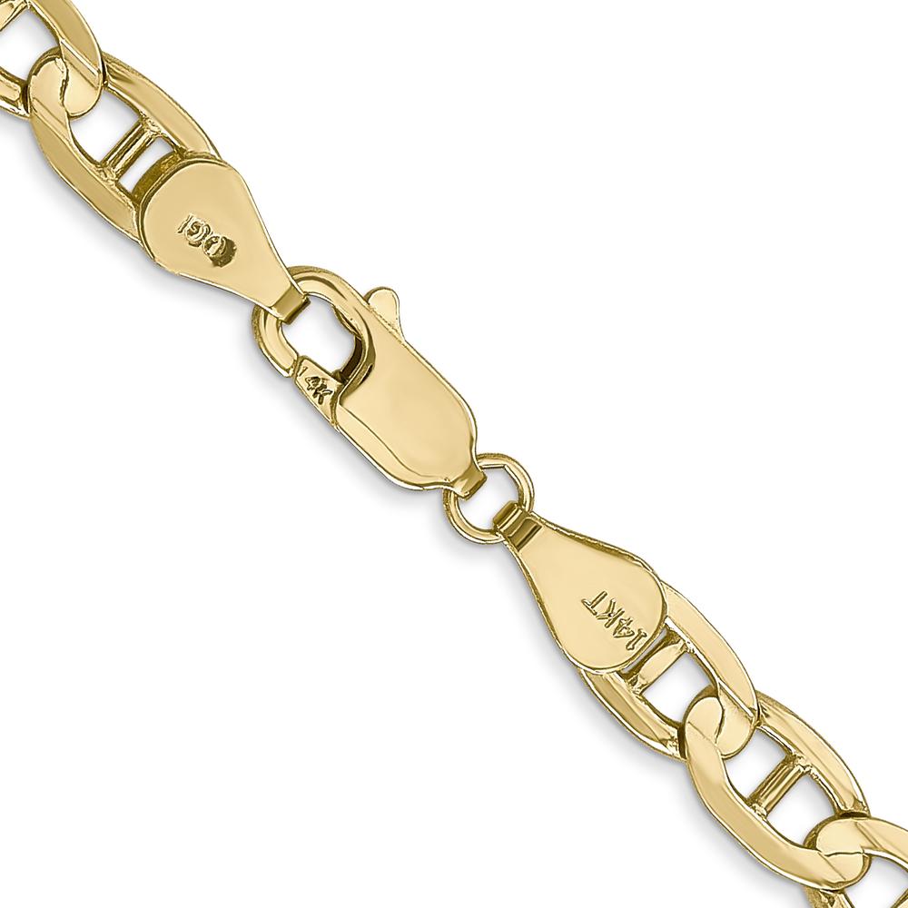 14K Yellow Gold 26" Concave Anchor Chain - 5.25mm Width with Lobster Clasp by Oro Pregiato
