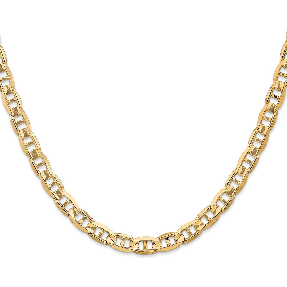 14K Yellow Gold 26" Concave Anchor Chain Necklace - 6.25mm Width by Oro Pregiato