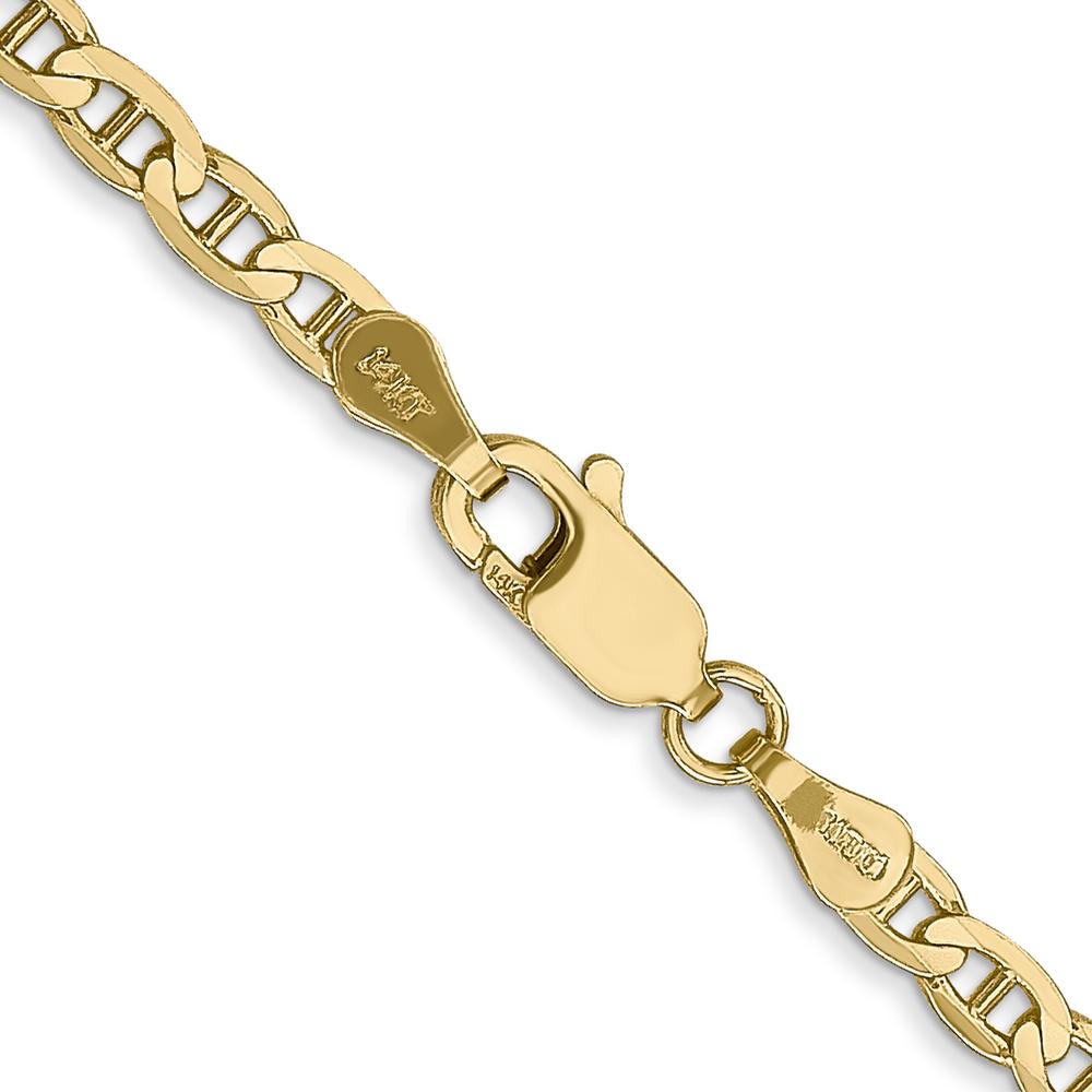 14K Yellow Gold 26" Concave Anchor Chain with Lobster Clasp - 3mm Width by Oro Pregiato