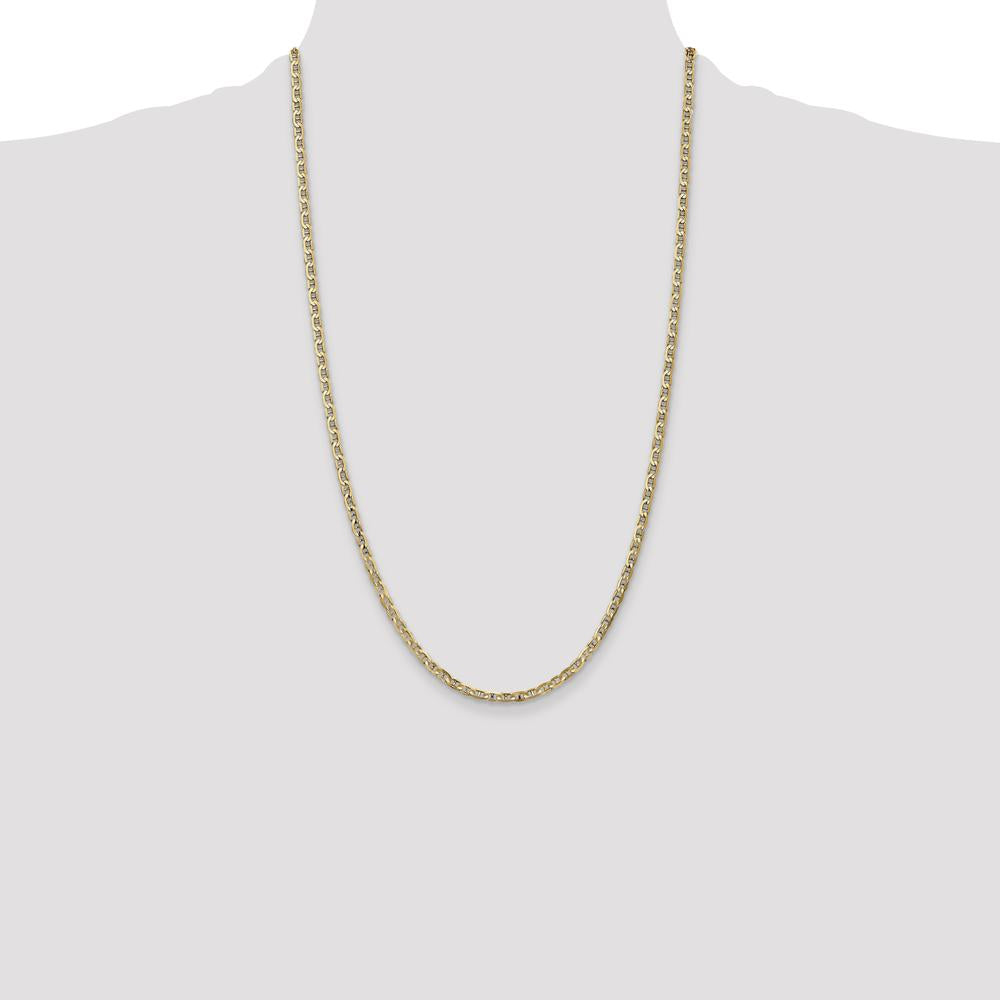 14K Yellow Gold 26" Concave Anchor Chain with Lobster Clasp - 3mm Width by Oro Pregiato
