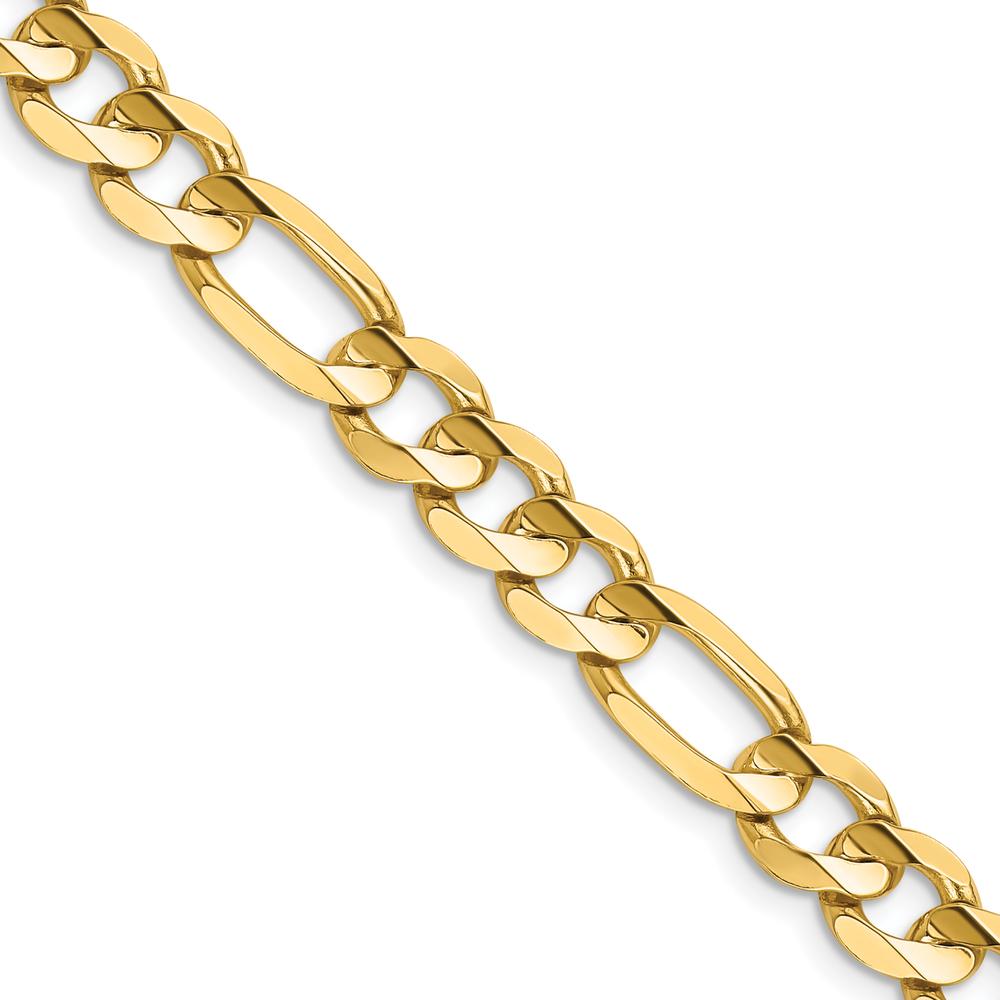14K Yellow Gold 26" Concave Open Figaro Chain - 7.5mm Width by Oro Pregiato