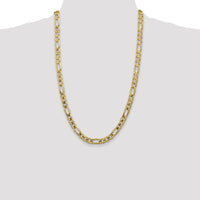 14K Yellow Gold 26" Concave Open Figaro Chain - 7.5mm Width by Oro Pregiato
