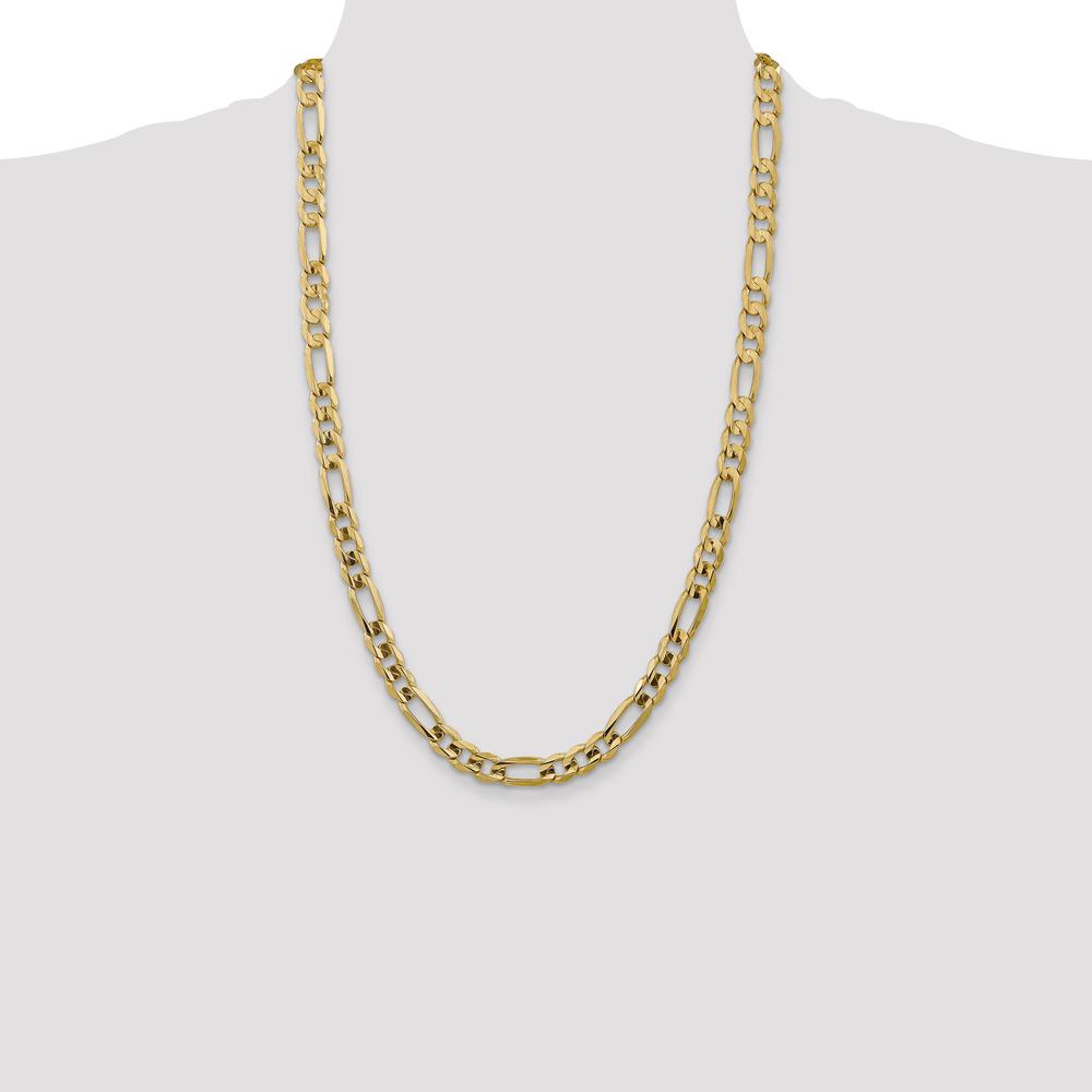 14K Yellow Gold 26" Concave Open Figaro Chain - 7.5mm Width by Oro Pregiato
