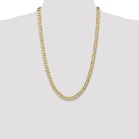 14K Yellow Gold 26" Curb Chain Necklace with Lobster Clasp - 6.75mm Width by Oro Pregiato