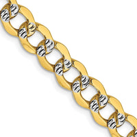 14K Yellow Gold 26" Curb Chain Necklace with Rhodium Accents and Lobster Clasp by Oro Pregiato