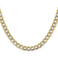 14K Yellow Gold 26" Curb Chain Necklace with Rhodium Accents and Lobster Clasp by Oro Pregiato