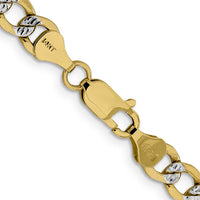 14K Yellow Gold 26" Curb Chain Necklace with Rhodium Accents and Lobster Clasp by Oro Pregiato