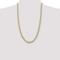 14K Yellow Gold 26" Curb Chain Necklace with Rhodium Accents and Lobster Clasp by Oro Pregiato