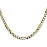 14K Yellow Gold 26" Curb Chain with Rhodium Pavé Accents - 4.3mm Width by Oro Pregiato