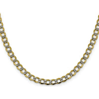 14K Yellow Gold 26" Curb Chain with Rhodium Pavé Accents - 5.2mm Width by Oro Pregiato