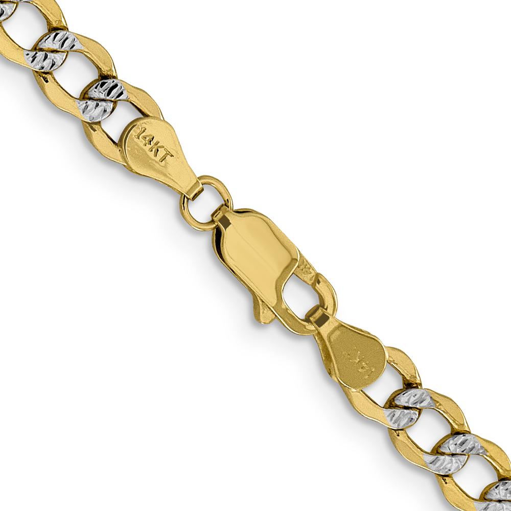 14K Yellow Gold 26" Curb Chain with Rhodium Pavé Accents - 5.2mm Width by Oro Pregiato