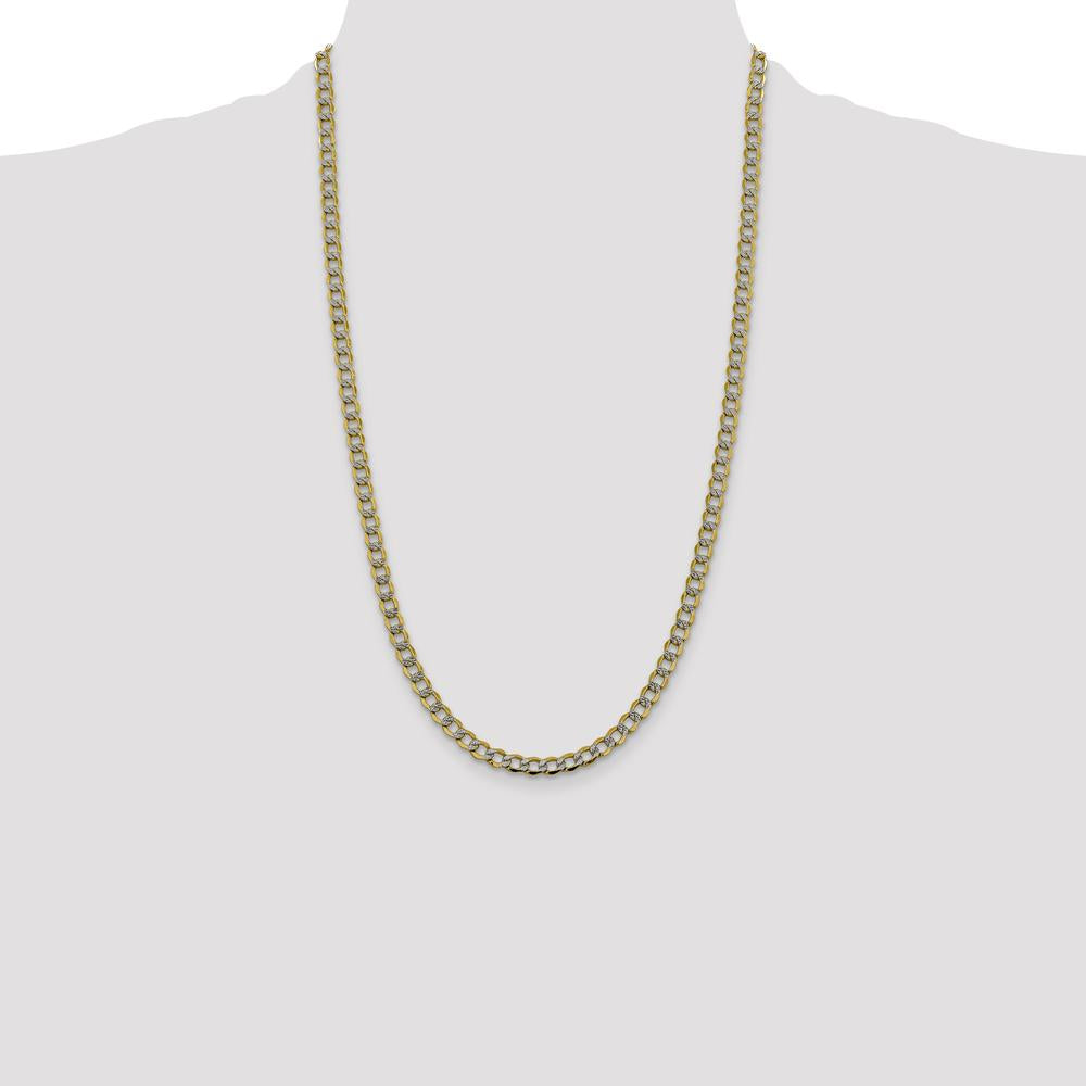 14K Yellow Gold 26" Curb Chain with Rhodium Pavé Accents - 5.2mm Width by Oro Pregiato