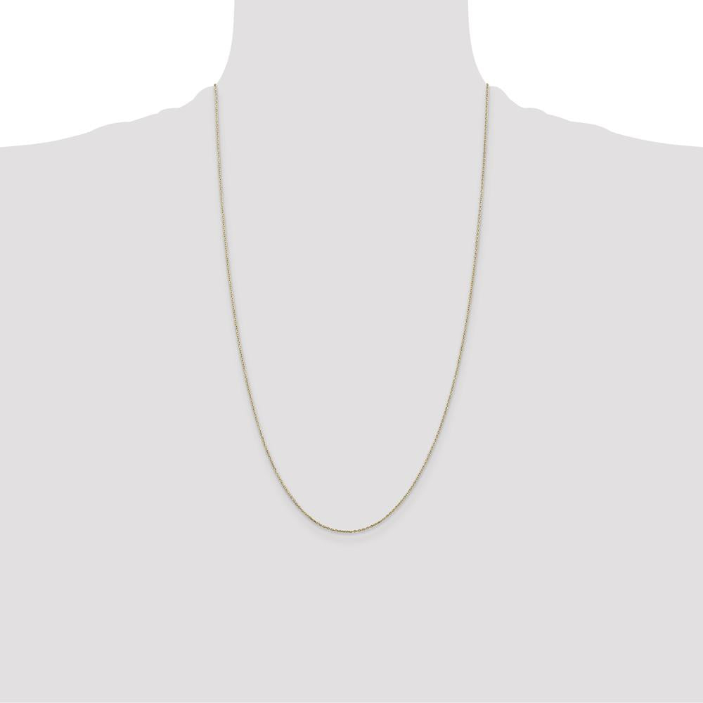 14K Yellow Gold 26" Diamond-Cut Cable Chain Necklace - 0.8mm Width by Oro Pregiato