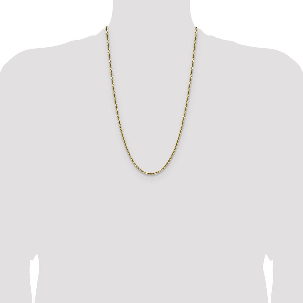 14K Yellow Gold 26" Diamond-Cut French Link Chain Necklace by Oro Pregiato