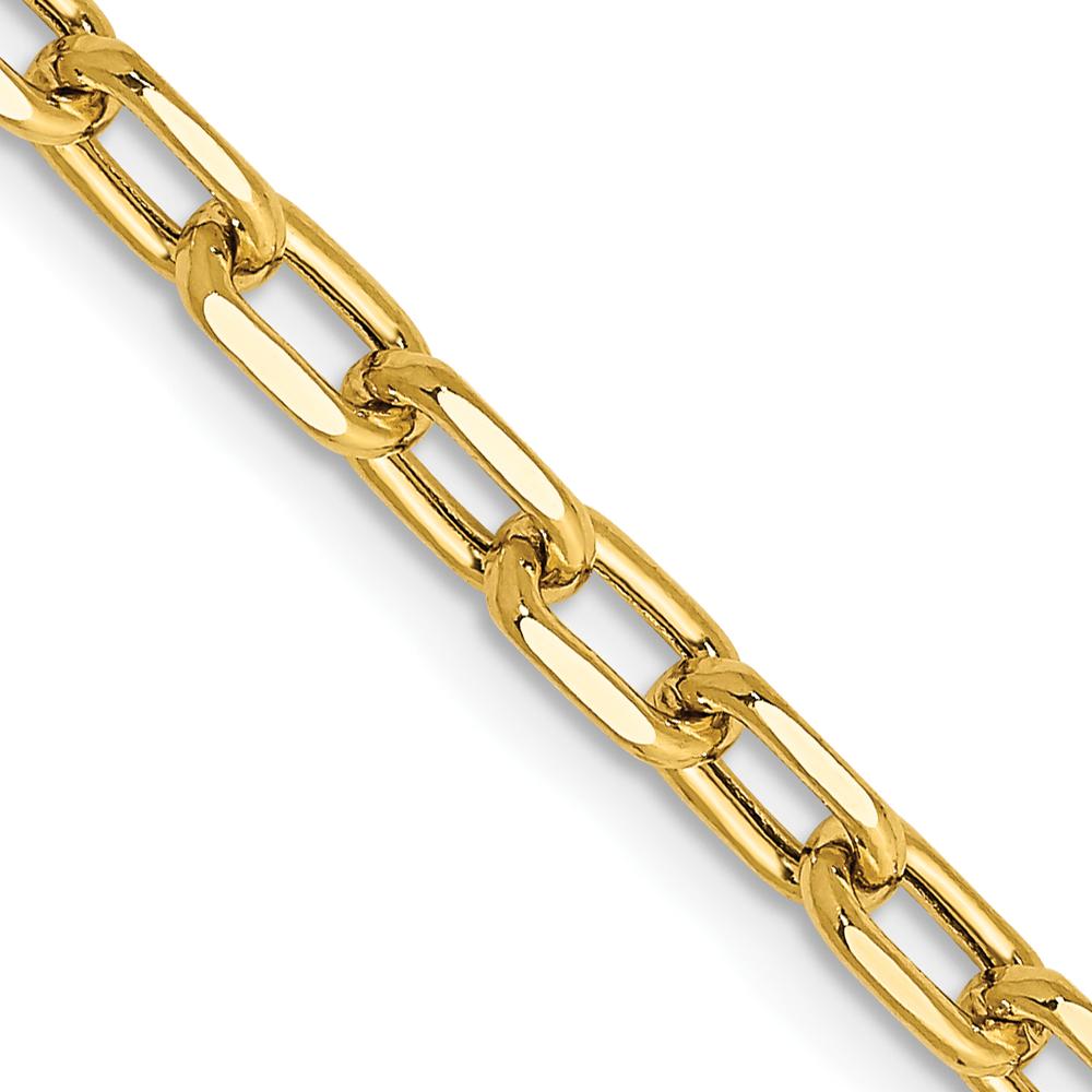 14K Yellow Gold 26" Diamond-Cut Open Link Cable Chain Necklace - Polished Finish by Oro Pregiato