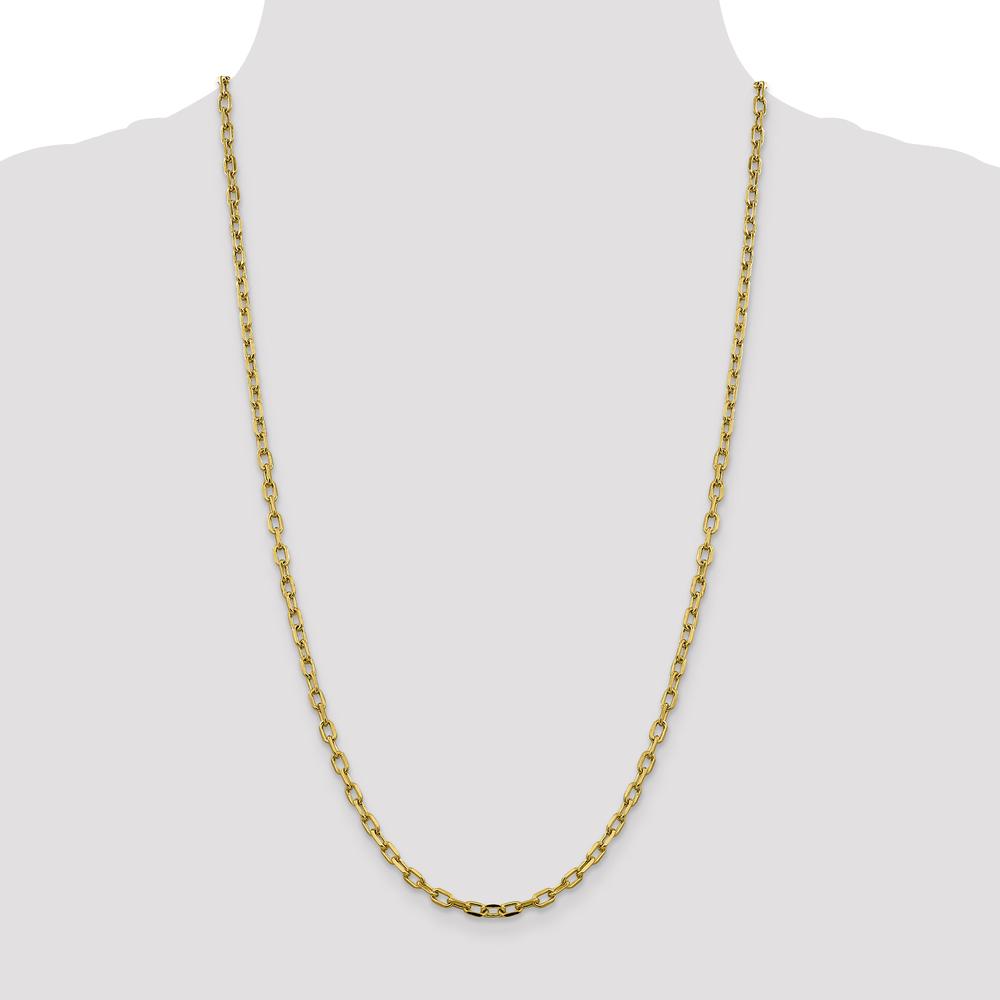 14K Yellow Gold 26" Diamond-Cut Open Link Cable Chain Necklace - Polished Finish by Oro Pregiato