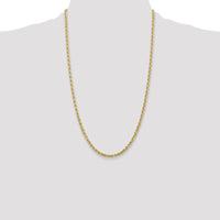 14K Yellow Gold 26" Diamond-Cut Quadruple Rope Chain - 3.35mm Width by Oro Pregiato