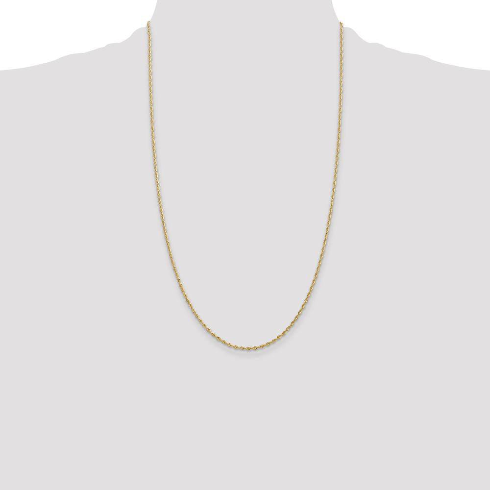 14K Yellow Gold 26" Diamond-Cut Rope Chain - 1.85mm Width by Oro Pregiato