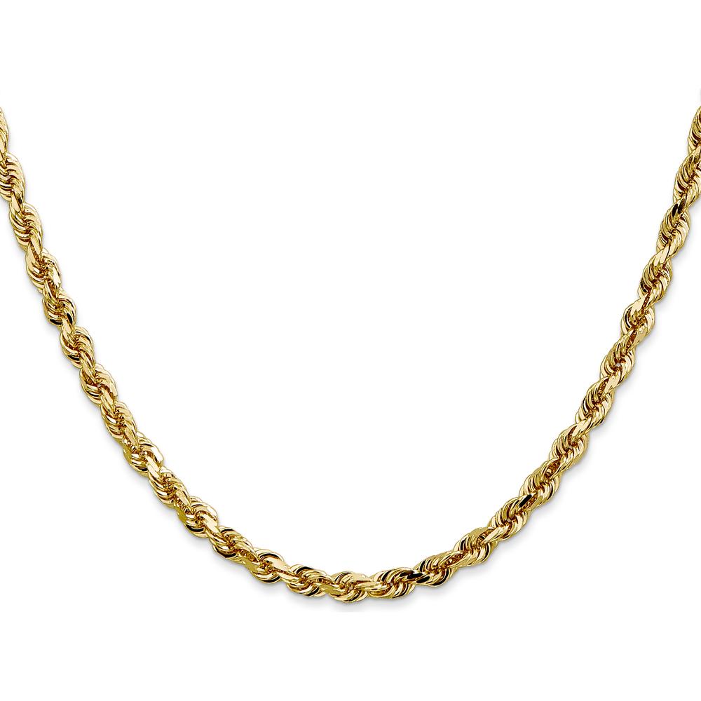 14K Yellow Gold 26" Diamond-Cut Rope Chain - 4mm Width with Lobster Clasp by Oro Pregiato