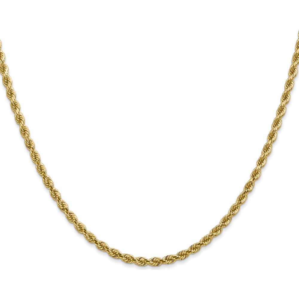 14K Yellow Gold 26" Diamond-Cut Rope Chain Necklace - 2.75mm Solid Polished Design