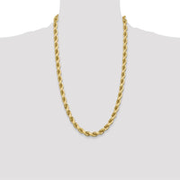 14K Yellow Gold 26" Diamond-cut Rope Chain Necklace - 8mm Width
